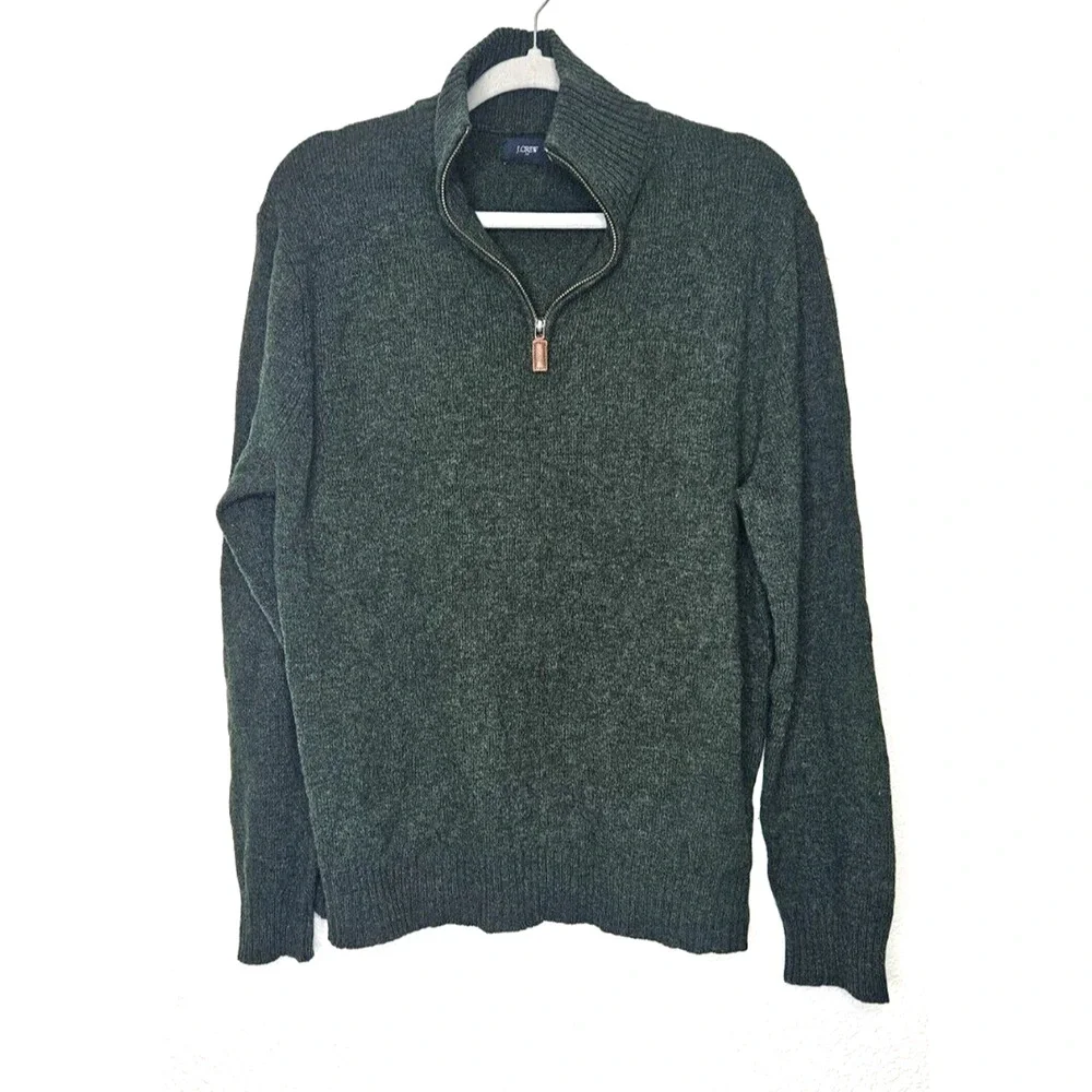 J. Crew Sweater Mens XL Forest Green Lambs Wool Grandpacore Gorp Preppy Heritage